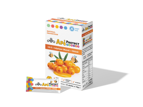 Apiprotect Junior miere cu catina, Laptisor de matca si Vitamina C 12 buc